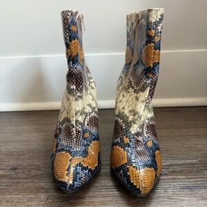 Statement Snakeskin Ankle Boots – Size 9
